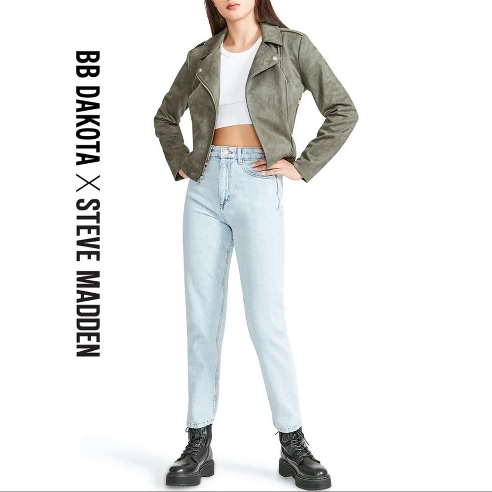 BB Dakota Steve Madden Vegan Faux Suede Moto Jacket L NWT